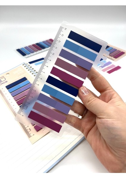 10 Renkli Cetvelli Pastel Mavi ve Mor Tonları Indeks Sticker/index/post-It/postit/kitap Ayracı/not Kağıdı fırsatları