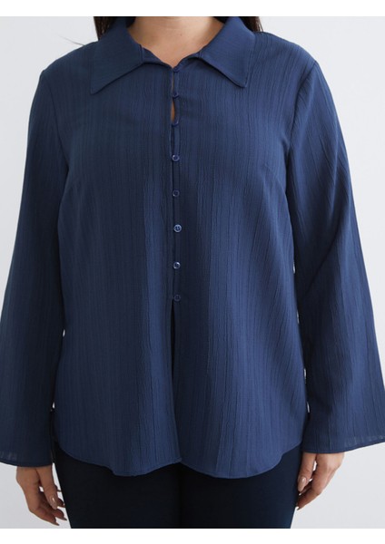 Yeni Sezon Büyük Beden Dokulu Poplin Kadın Gömlek modelleri