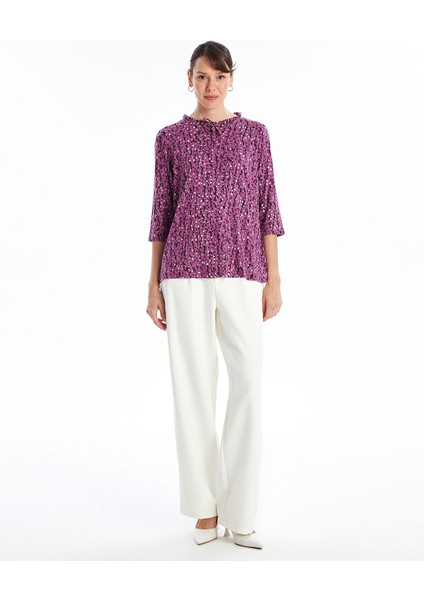 Yeni Sezon Bağlamalı Yaka Desenli Kadın Bluz fiyatları