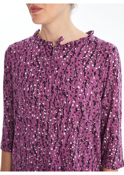 Yeni Sezon Bağlamalı Yaka Desenli Kadın Bluz modelleri