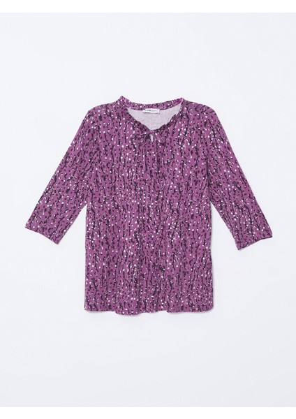 Yeni Sezon Bağlamalı Yaka Desenli Kadın Bluz indirimleri