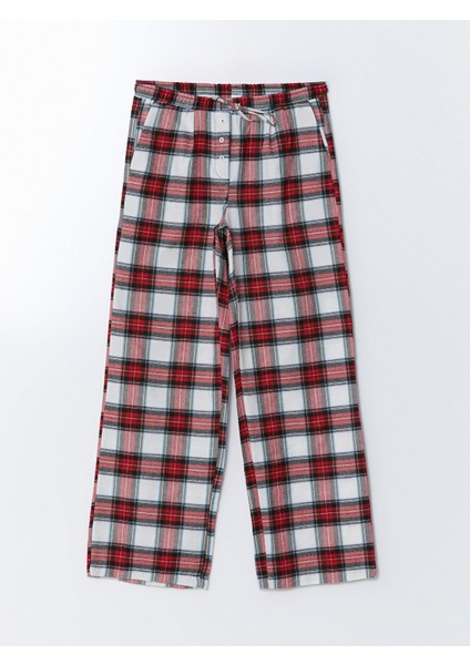 Yeni Sezon Beli Lastikli Ekose Kadın Pantolon