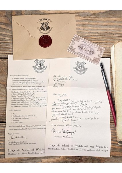 Fikirler Potter Hogwarts’a Davet Mektup Seti