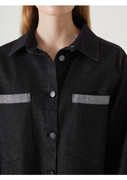 Yeni Sezon Parlak Görünümlü Kadın Jean Gömlek modelleri