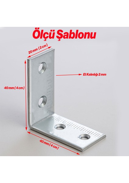 Raf Köşe Bağlantı Demiri 20X40X40 mm Metal L Demir (50 Adet) Dolap Mobilya Sabitleme Destek Seti modelleri