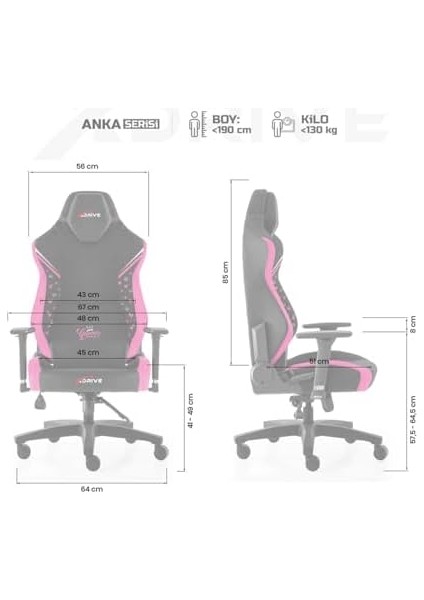 Anka Profesyonel Oyuncu Koltuğu ( Özel Seri) Pembe/siyah fiyatları