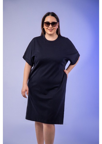 Kadın 210105 Bisiklet Yaka Cepli Elbise Siyah