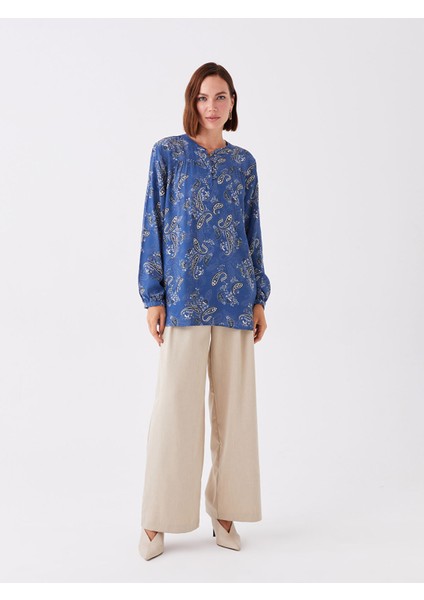 Yeni Sezon Bisiklet Yaka Desenli Uzun Kollu Kadın Bluz modelleri