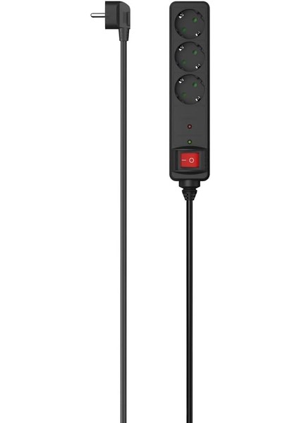 3'lü Akım Korumalı Priz,1.4m,siyah