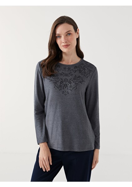 Yeni Sezon Bisiklet Yaka Desenli Kadın Bluz