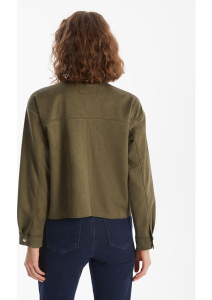 Yeni Sezon Gömlek Yaka Kadın Süet Görünümlü Ceket fırsatları