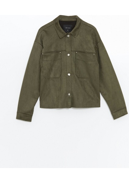 Yeni Sezon Gömlek Yaka Kadın Süet Görünümlü Ceket indirimleri