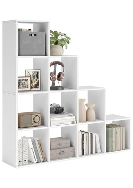 Kitaplık, Merdivenler, 10 Küp Gözü, Ahşap Sergi Rafı, Bağımsız Raf, Oda Bölücü, Beyaz LBC10WTV1 fiyatları