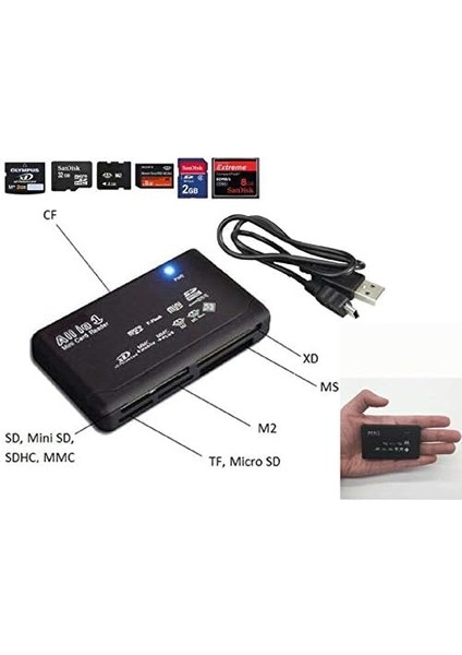 USB Hub Micro Sd/xd/mmc/ms/cf/tf Mini M2 Çoklu Kart Okuyucu 4296 fiyatları