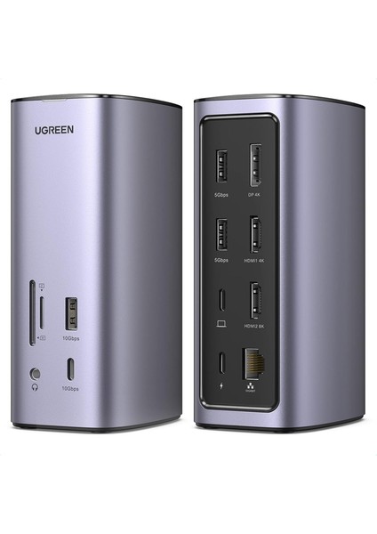Ugreen Docking Station Triple Display, 12-In-1 USB C MacBook Docking Station With 2 HDMI Dp 8k, 10 Gbps USB C And Usb-A Data, 100W Pd Charging, Ethernet, Audio, Sd Tf Card Reader For Mac Os, Windows