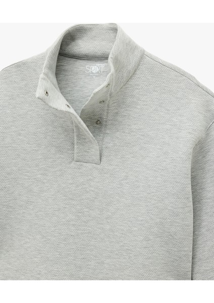 Dik Yaka Çıtçıt Düğmeli Stoperli Spor Oversize Sweatshirt modelleri