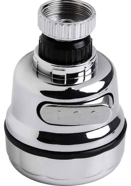 360° Dönebilen 3 Kademeli Tasarruflu Musluk Başlığı – Mutfak, ve Lavabo Için Su Tasarrufu Sağlayan Krom Kaplama Başlık, Abs Malzeme, Ofis ve Ev Uyumu, Montajlı