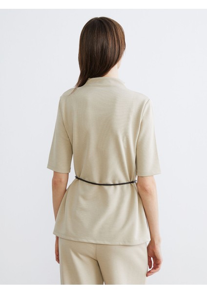 Yeni Sezon Dik Yaka Beli Kemerli Bluz fırsatları