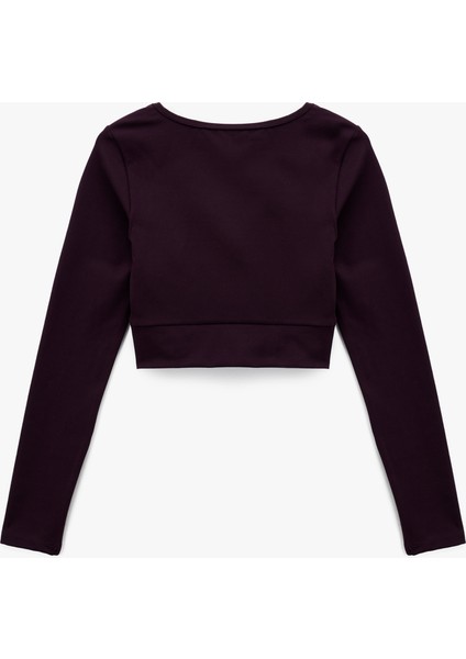 Slim Fit Uzun Kollu Bisiklet Yaka Crop Spor Tişört fiyatları