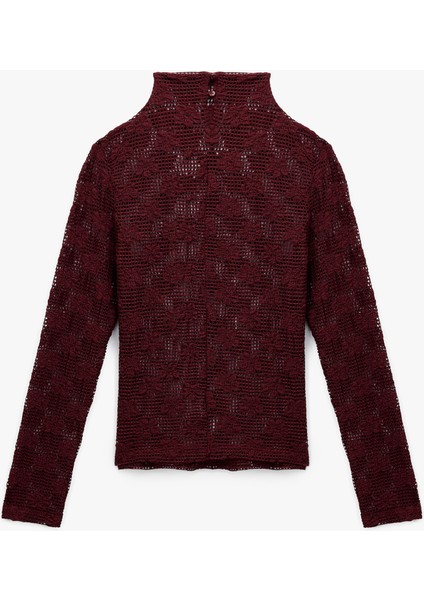 Dik Yaka Uzun Kollu Dantelli Bluz fiyatları