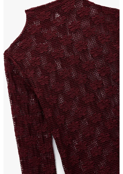 Dik Yaka Uzun Kollu Dantelli Bluz modelleri