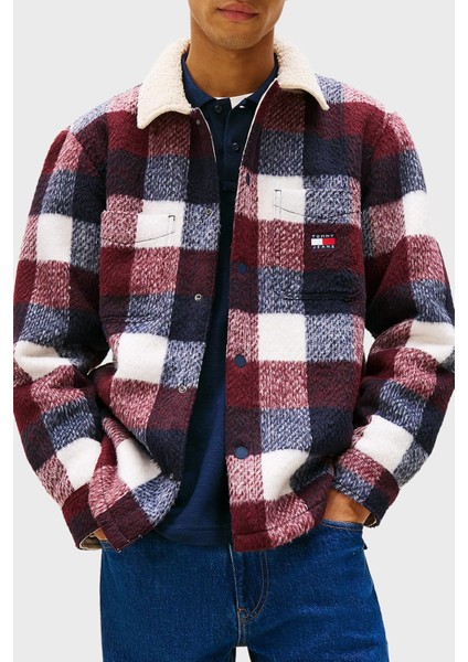 Oversize Fit Klasik Yaka Ekoseli Gömlek Erkek Gömlek DM0DM22010 C1G