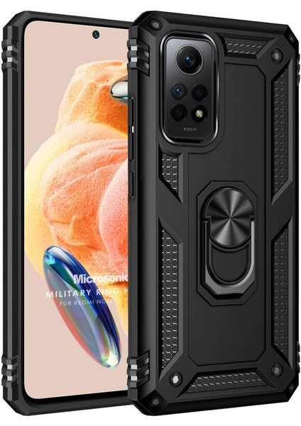12 Pro 4g Için Kılıf Military Ring Holder Siyah [ 12 Pro 4g ile Uyumlu Kılıf - Siyah]