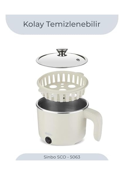 SCO-5063 Çok Fonksiyonlu Buharlı Pişirici – 1 Litre Kapasite, Paslanmaz Gizli Rezistans, Temperli Cam Kapak fiyatları