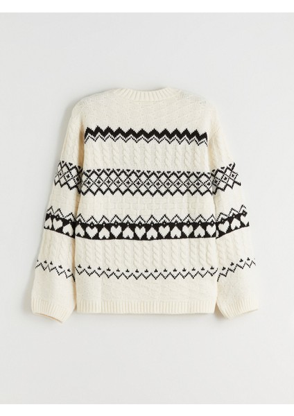 Yeni Sezon Bisiklet Yaka Desenli Kız Çocuk Triko Kazak modelleri