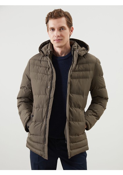 Yeni Sezon Standart Kalıp Kapüşonlu Erkek Şişme Mont