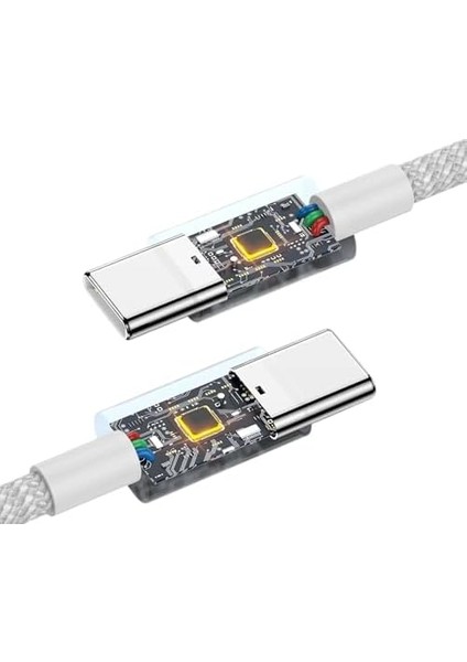 Type C-C, Örgülü, Güçlendirilmiş Boyun, 60WATT Pd Hızlı Şarj & Data Kablosu, 15/16 ve Için (100 Cm) modelleri