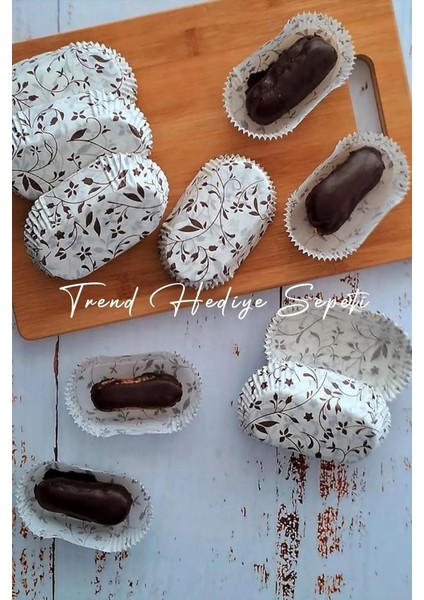 Hediye Sepeti Takribi 200 Adet Büyük Boy Desenli Ekler Kağıdı 8.5x4 Cm, Baklava Sunumluk, Muffin Kek Kalıbı