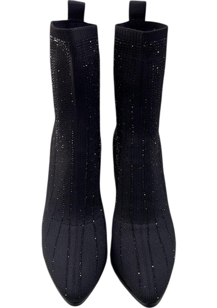 Orijinal Guja 104 Topuklu Özel Tasarım Şık Taşlı Çoraplı Bayan Bot modelleri