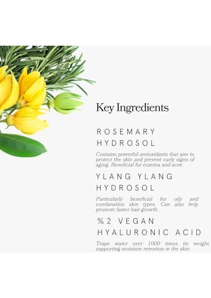 Pelcare Herby Flower Mist | Biberiye ve Ylang Ylang Hidrosolu | Cilt ve Saçlar Için Doğal Bakım (50 ml | 1.7 Oz)