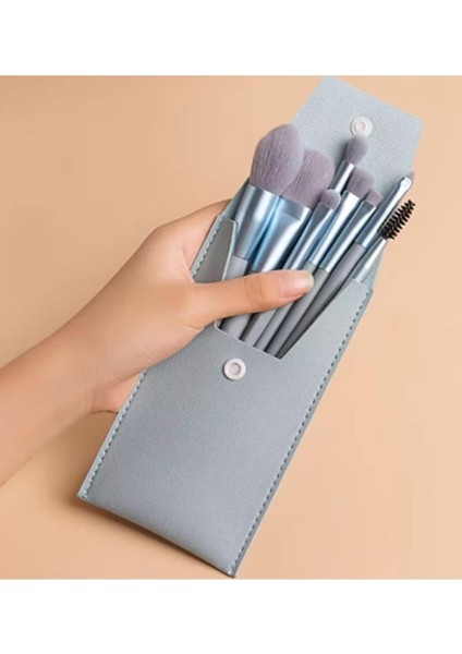 Gaman 8&apos;li Toz Mavi Renkli Fırça Özel Kılıflı Makyaj Fırça Seti modelleri