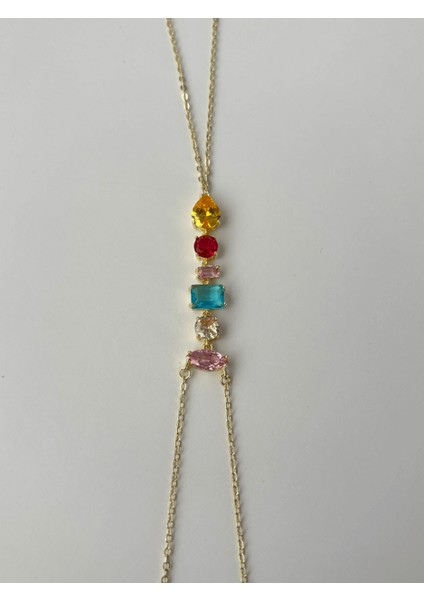 Renkli Taşlı Çift Sarımlı Gold Şahmeran fiyatları