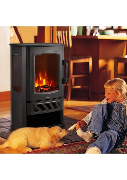 Xlarge Elektrikli Şömine & Elektrikli Soba Fanlı Isıtıcı, LED Odun Efekti, Metal Kasa ND-183C fırsatları