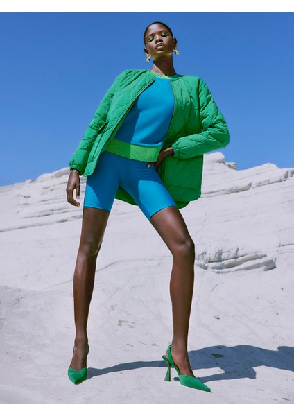 Yeni Sezon Kadın Beli Lastikli Düz Biker Şort Tayt