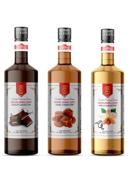 Nish Çikolata, Karamel, Vanilya Aromalı Şurup 3'lü Set (3X700 Ml)