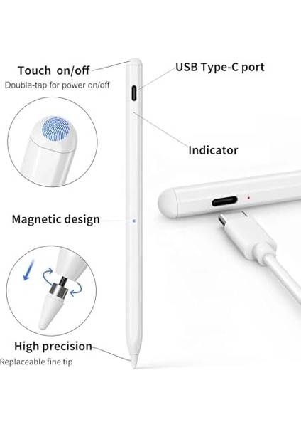 IPad Tabletler Için Dokunmatik Stylus Kalem - Kalem Avuç Içi Reddi - Eğim Özelliği - Çizim Kalemi - iPad Pro/ipad Mini/ipad Air 2 Adet Yedek Uç ve Özel Taşıma Kutusu Ile Birlikte fiyatları