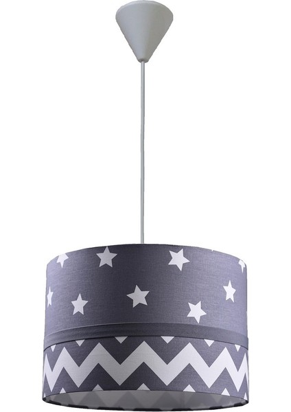 Gri Yıldızlı Gri Beyaz 2.li Set M-0387 Kumaş Kaplama Genç ve Çocuk Odası Avize ve Abajur Takımı fiyatları
