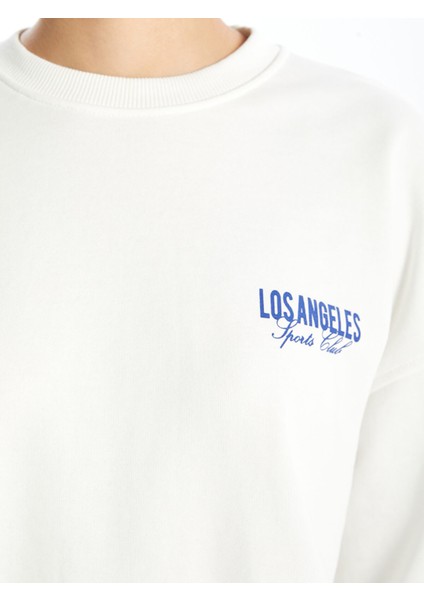 Yeni Sezon Bisiklet Yaka Baskılı Oversize Kadın Kalın Sweatshirt modelleri