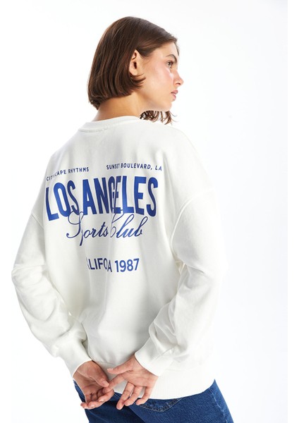 Yeni Sezon Bisiklet Yaka Baskılı Oversize Kadın Kalın Sweatshirt fırsatları