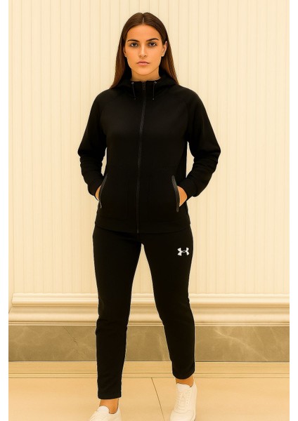 Kadın Spor Eşofman Takımı Siyah – Kapüşonlu Üst, Rahat Jogger Alt modelleri