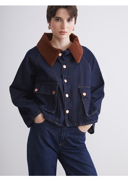 Yeni Sezon Gömlek Yaka Oversize Kadın Jean Ceket