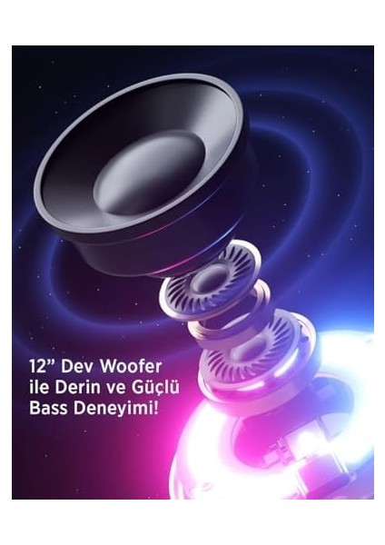 Uyumlu Rgb Işıklı Kablosuz Hoparlör | Güçlü Ses Çıkışı, Telefon Standı Özelliği, Taşınabilir Bluetooth Hoparlör ile Eğlencen Her Yerde Seninle! fiyatları