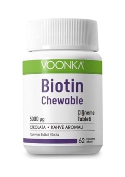 Voonka Biotin 5000 Mcg 62 Çiğneme Tableti