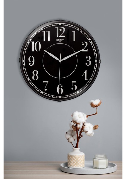 Exclucive Compass Serisi Klasik Kadranlı Ev ve Ofis Duvar Saati 35 cm Siyah