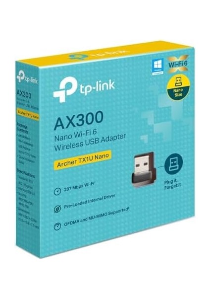 Archer TX1U; AX300 Mbps, Tasarım, Tak ve Çalıştır, Linux ve Windows(11/10/7) Destekli, Wi-Fi 6 USB Adaptör fiyatları