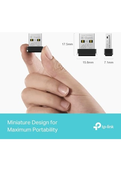 Archer TX1U; AX300 Mbps, Tasarım, Tak ve Çalıştır, Linux ve Windows(11/10/7) Destekli, Wi-Fi 6 USB Adaptör modelleri